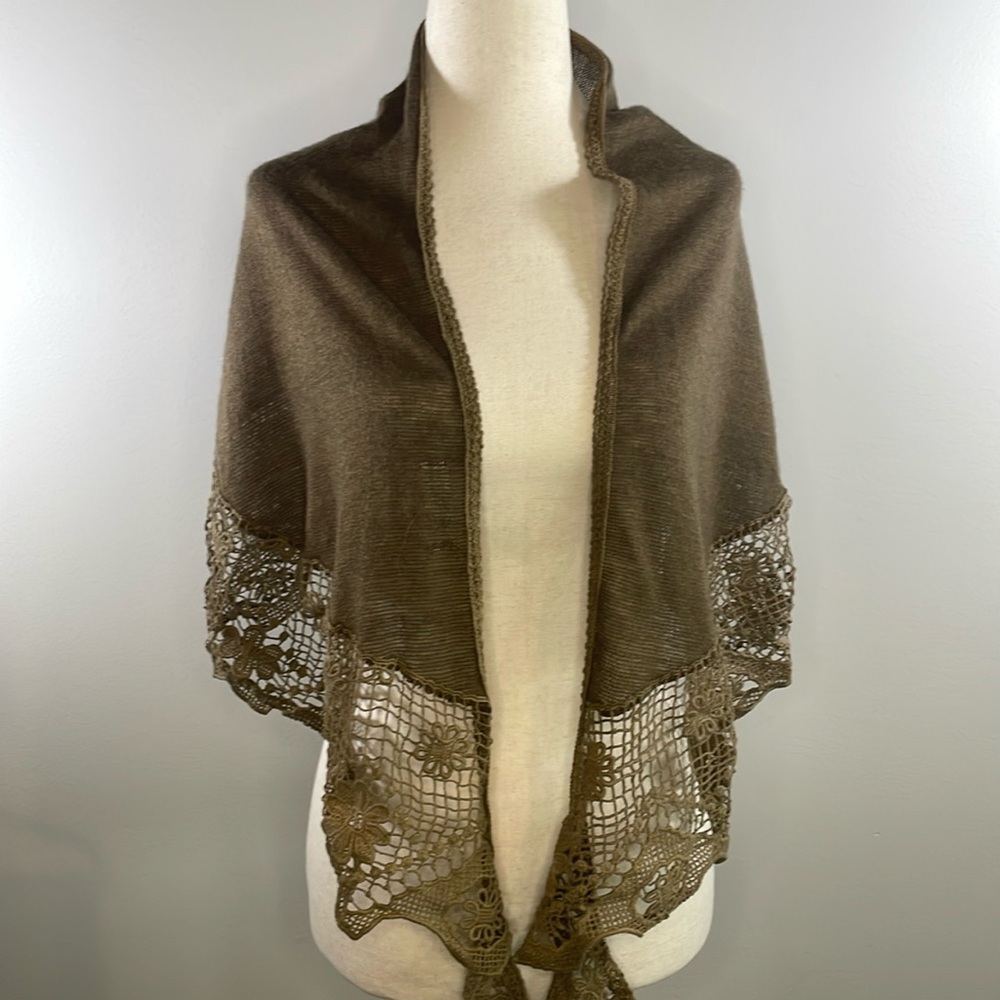 TALEEN brand knit and lace shawl
